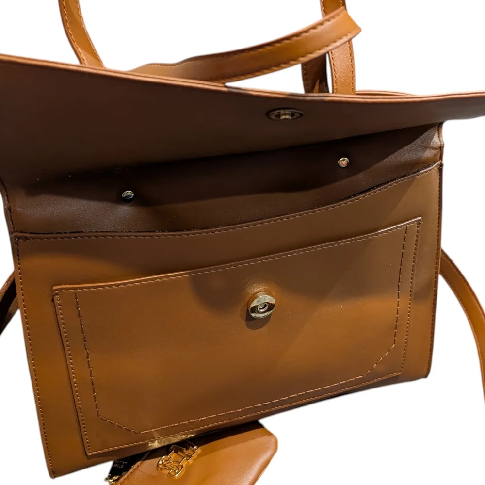 Steve Madden BWinona Crossbody Satchel in‎ Cognac With Detachable Coin Purse